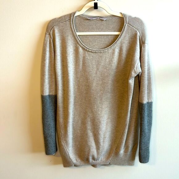 Athleta Merino Wool Nopa Sweater Beige and Gray M - Picture 1 of 6